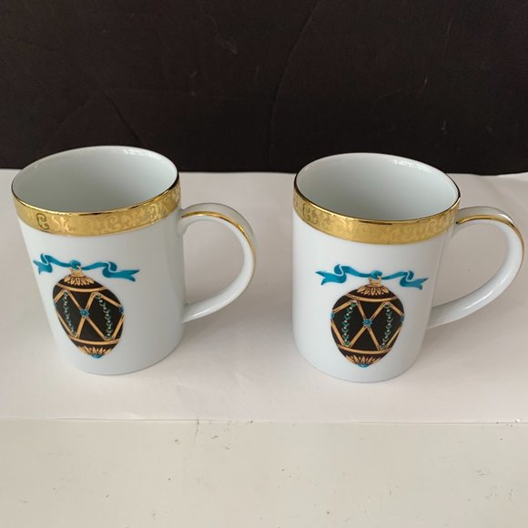 SET OF 4 GOLD BUFFET ROYAL GALLERY 1991 HOLIDAYS FABERGE EGG CUPS MUGS NOT USED - Picture 3 of 11